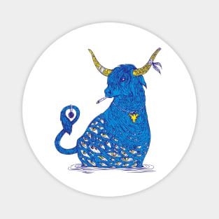 blue magic cow Magnet